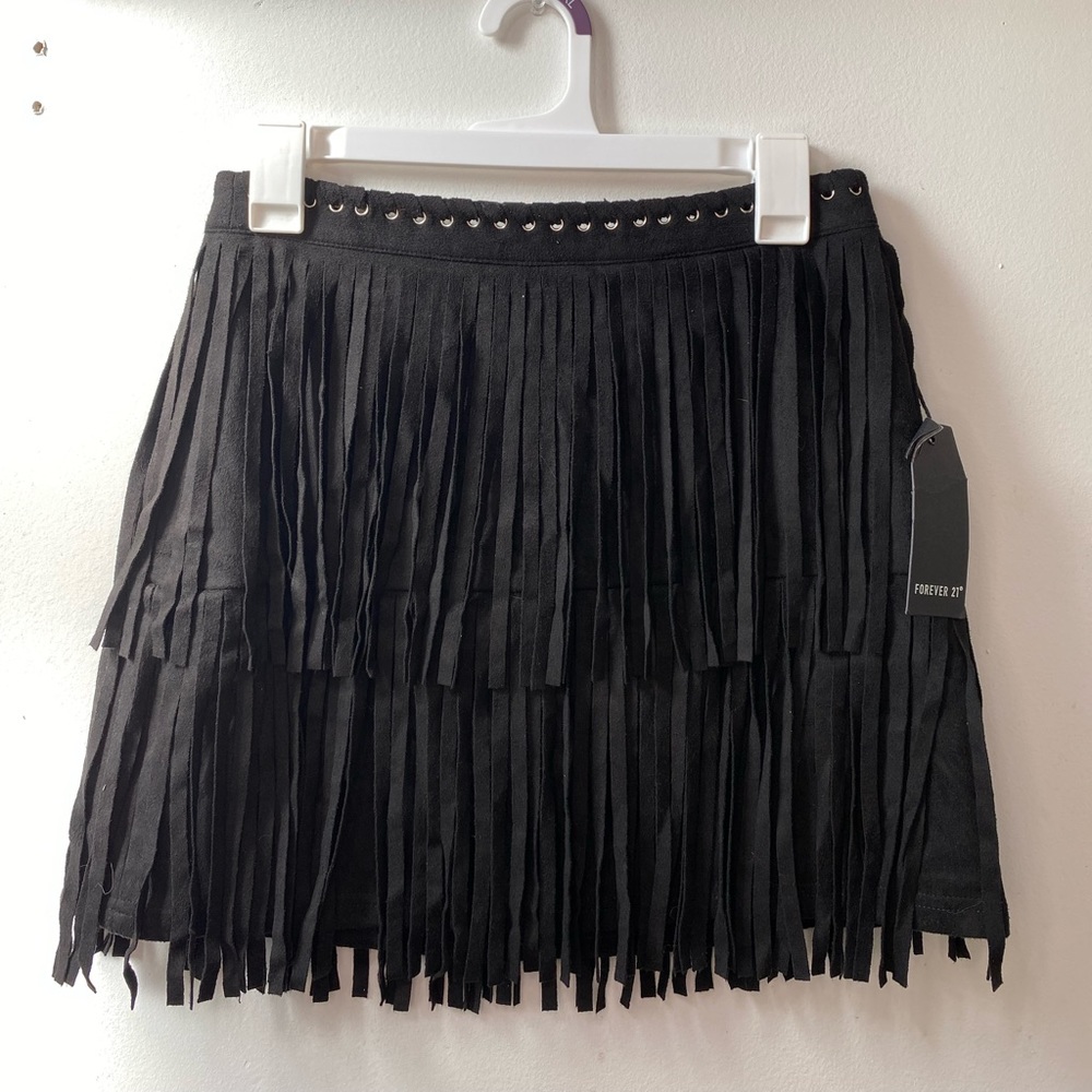 Black fringe skirt